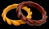 BB122 brown and yellow 9/16" pinwheel bakelite bangles